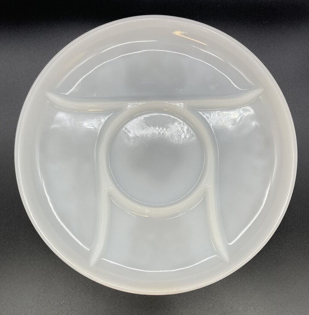 Inverted Floral 11.5" Divided Platter Milk Glass Serving Plate